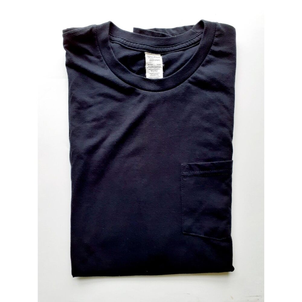 Spectra USA Apparel Co. Unisex Crewneck Chest Pocket Solid Blank Tee Size Large